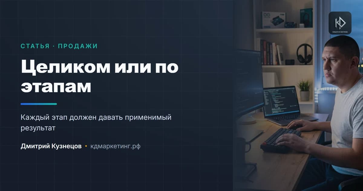 Продавать проект целиком или по этапам