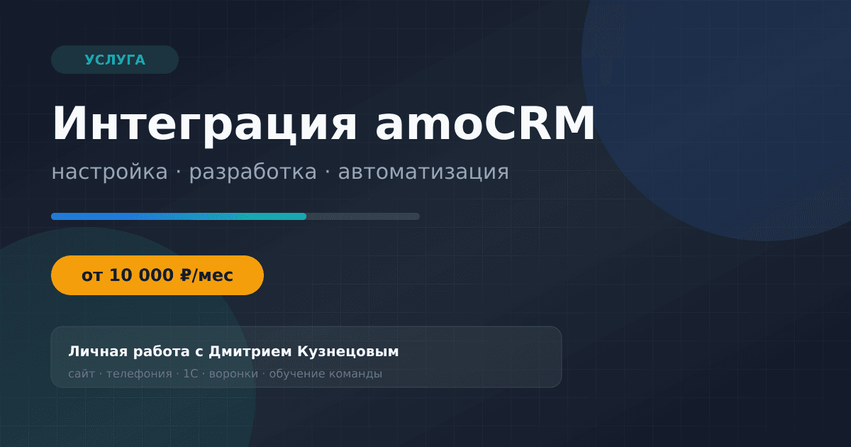 Интеграция amoCRM — настройка, разработка и автоматизация — обложка страницы услуги